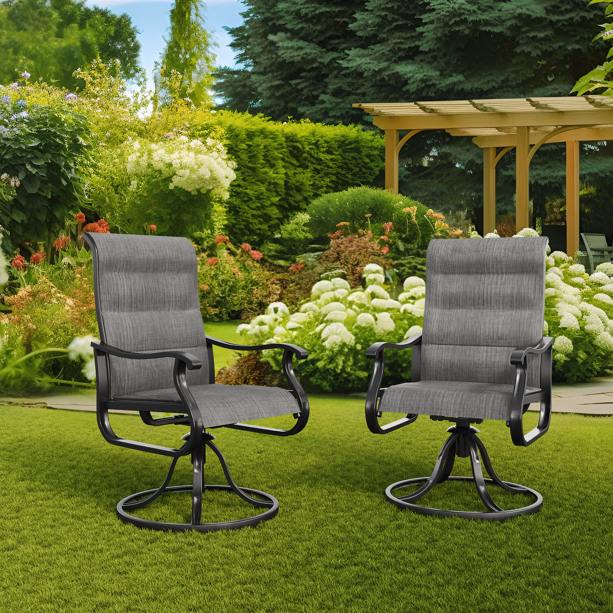 Stills outdoor metal swivel patio dining chair with cushion charlton home discount